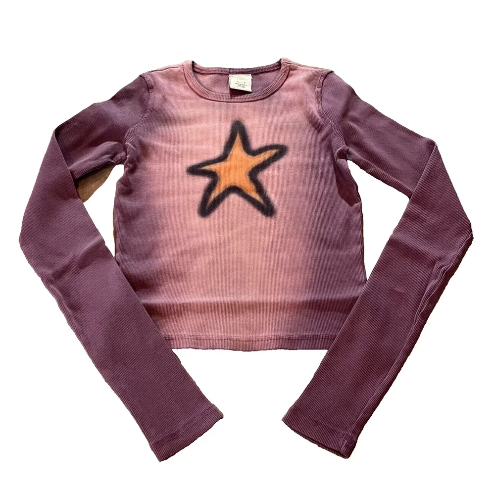 NWT Urban Outfitters Star Icon Purple Ombre Long Sleeve Baby T-Shirt Size Small - Picture 2 of 10